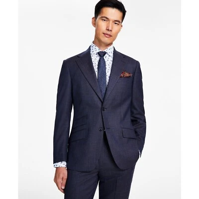 Chaqueta de traje para hombre Tallia ajustada elástica lisa azul liso 38R B4HP Foto 1 de 4