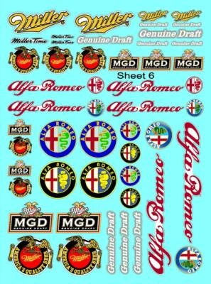 CLEAR VINYL #6 Sticker Sheet-R/C MODEL Decal 1/24-1/16 Scale DIECUT- - Image 1 of 4