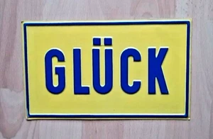 Blechschild "GLÜCK" 25 x 15 cm/gelb-blau/insgeamt 2 Stück vorhanden/Stückpreis - Bild 1 von 3