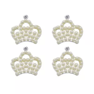 10 pcs Crystal Crown Embellishment with Faux Pearls Art Decor For Crafts 23x23mm - Picture 1 of 7