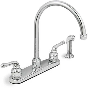 Two-Handle Kitchen Faucet with Spray Lead Free Chrome - Picture 1 of 8