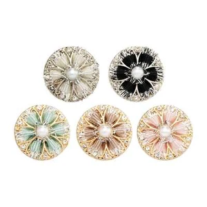 5pcs Elegant Metal Buttons with Pearl, Floral Design for Sewing Crafts 18-23mm - Picture 1 of 8