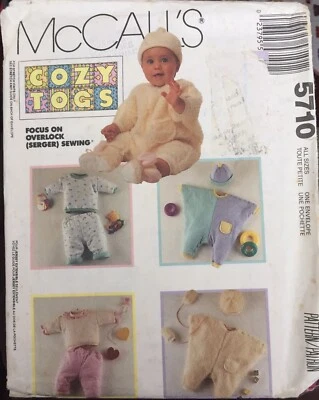 McCall's Sewing Pattern 5710 Baby 15-32 lb Jumpsuit Hat Mittens Lined Pants Top - Image 1 of 2