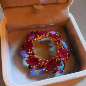 Juliana D&E Brooch Red Marquise Cut Rhinestones Vintage - Bild 1 von 11
