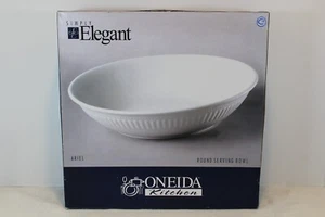 Vtg Oneida Simply Elegant Ariel Round Serving Bowl White Grecian Design -CHIP- - Picture 1 of 7