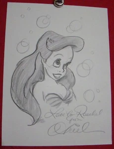 ARIEL DIE KLEINE MEERJUNGFRAU BLEISTIFTZEICHNUNG VON DISNEY KÜNSTLER/HISTORIKERIN STACIA MARTIN - Bild 1 von 6
