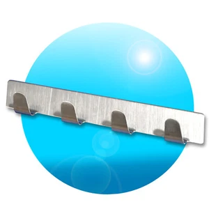 selbstklebende Universal Hakenleiste mit 4 Haken Metall Haken Chrome Auswahl - Bild 1 von 2