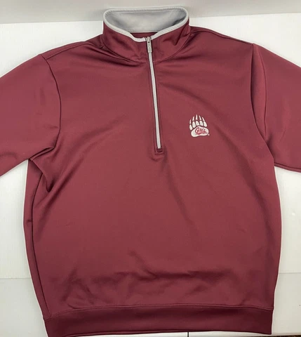 University Of Montana Grizzlies Sweater Men's L Quarter Zip Maroon Sweatshirt Cover