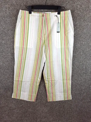 Van Heusen Capri Chino Pant Women 14 Green White Pink Stripe Straight Casual NWT - Image 1 of 4