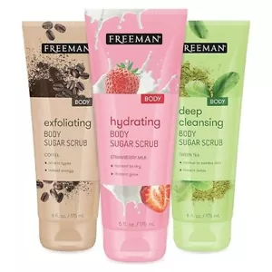 Freeman Sugar Body Scrub Set, Strawberry Milk, Green Tea, and Coffee Body Scrubs - Picture 1 of 8