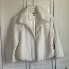 Nina Leonard White  Faux Fur Bolero/Shrug Coat Jacket Size S