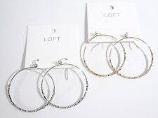 24.50 Set of 2 Silver and Gold Ann Taylor Loft Women's Hoop Earrings Nwt