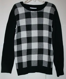 Charter Club Kids Sweater Checkered Knit Unisex Black and White Size 7 - Picture 1 of 4