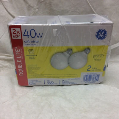 2 General Electric 40 Watt Decorative Light Bulbs Soft White New - Image 1 of 4