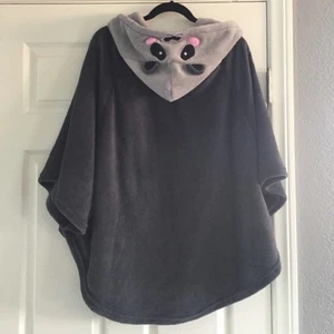 Xoxo Panda Hoodie Plush Fluffy Poncho Gray Cozy Soft Size: S/M - Picture 1 of 4