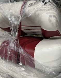 (2x) Elite niedriger/hoher Rücken klappbarer Angelboot Sitz rot/weiß KOSTENLOSER SCHNELLER VERSAND - Bild 1 von 7