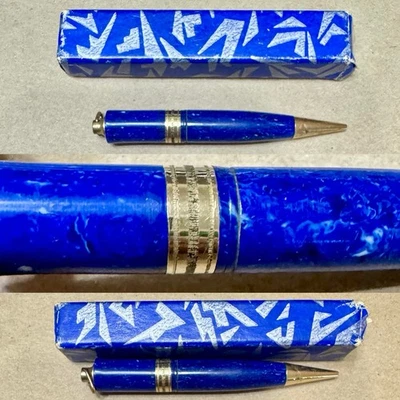 Vintage Celluloid Lapis Blue Golf Pencil Mini Mechanical - w/ Box - Working - Image 1 of 4