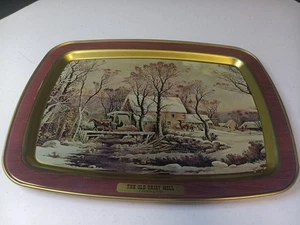 Vintage Metal Currier & Ives Tray, The Old Grist Mill, Serving Platter, Country - Picture 1 of 6