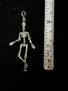 Sterling Silver Articulating Skeleton With Ruby Eyes - Picture 1 of 3