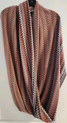 Missoni Nuevo sin Etiquetas Mujer Zig Zag Infinity Cuello Bufanda Cobre/Azul Marino/Oliva 73" X 21" Foto 1 de 4