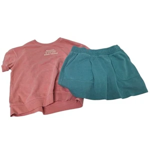 New Cat & Jack Girls Small Besties Weekends All The Good Things Top & Skort Set - Picture 1 of 4