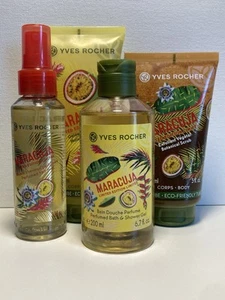 Yves Rocher Set x4 Maracuja Scrub, Gel Doccia, Nebulizzatore Capelli, Gel Idratante Nuovo - Foto 1 di 5