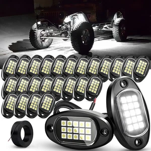 LED Rock Lights Pure White 24 Pods Waterproof LED Underbody Underglow Light Kits - Picture 1 of 10