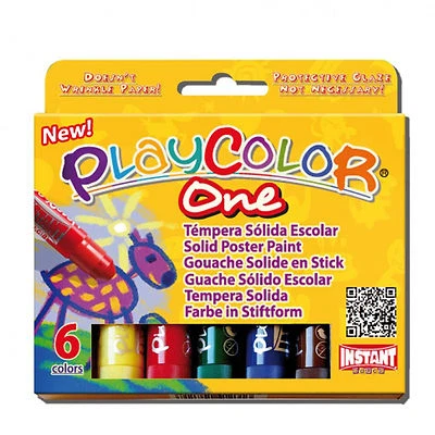 Playcolor One - gouache solide - Etui de 6 Sticks larges de 10g