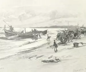 Coast of Calabria Italy by C W Wylie woodcut print 1879 Picturesque Europe - Picture 1 of 3