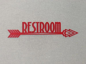RESTROOM 24" RED WOOD RIGHT POINTING ARROW SIGN Art Deco - Picture 1 of 3