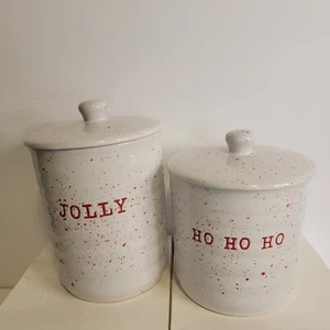  Sheffield Home Jolly & Ho Ho Ho Keramik Weihnachten Kanister 2er Set - Bild 1 von 9