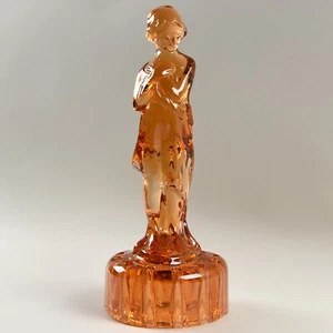 Cambridge Glass Amber Flower Frog Draped Lady 12.5" 1927-1953 - Picture 1 of 3