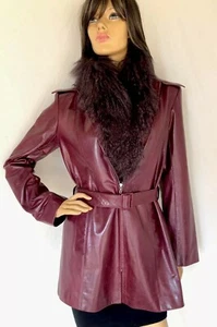 MAXFIELD PARRISH Maroon Leather Jacket w detachable fur collar Sz M - Picture 1 of 9