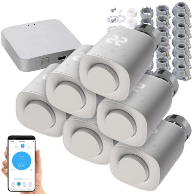 revolt 6er-Set programmierbare Heizkörper-Thermostate mit WLAN-Gateway & App - Bild 1 von 4