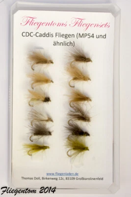 Fliegentom 1883 CDC Fliegenset MP54 Variationen (Köcherfliegen) - Trockenfliege - Bild 1 von 2