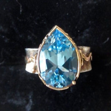 Jeff Wise Ring with 7 ct Blue Topaz size 6 18K Gold & Sterling Silver