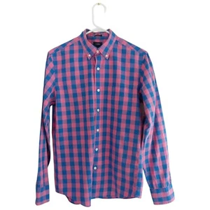 J.Crew Men Size S Slim Fit Blue Pink Plaid Button Down Long Sleeve Shirt Classic - Picture 1 of 5