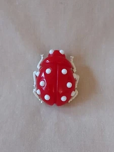 Vtg Crown Trifari LadyBug Brooch Red &  White PolkaDot Pin Lucite?  - Picture 1 of 15