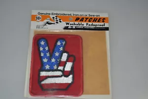 VINTAGE 70ER JAHRE NOS NEUHEIT JACKE PATCH ROT WEISS BLAU PEACE SYMBOL MOTORRAD - Bild 1 von 2
