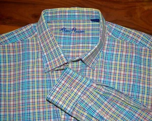 Alan Flusser Button Up Shirt XXL Plaid Multicolor Cotton Colorful Mens - Picture 1 of 5