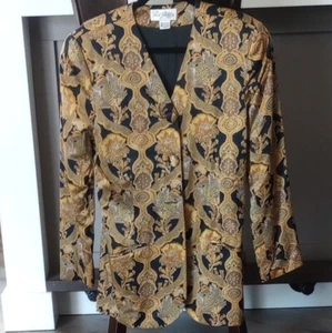 Paul Stanley 100% Silk Size 10 Blazer w/Sewn in Shoulder Pads Covered Buttons - Picture 1 of 10
