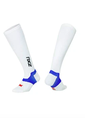 Calcetines de compresión 2XU Elite Lite X-Lock para hombre, blanco/blanco, talla X grande Foto 1 de 2