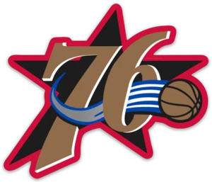 Philadelphia 76ers Vintage era 2000 76 Red, Gold & Blue logo Type Die-cut MAGNET - Picture 1 of 1
