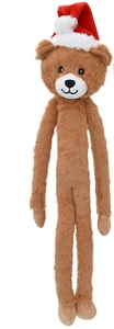 Multipet Holiday Slevins Tan Bear Santa Hat Hanging 18" Plush Squeaker Dog Toy - Picture 1 of 1