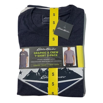 Camiseta Eddie Bauer Gráfica y Crew Paquete de 2 NUEVA Expedición Para Hombres LOGO NUEVA PEQUEÑA S Foto 1 de 4