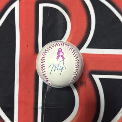 Mike Trout Autographed Los Angeles Angels Breast Cancer Awareness OMLB MLB COA - Image 1 of 3