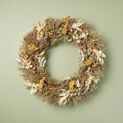 21" Preserved Spring Grass and Flower Wreath - Hearth & Hand with - Image 1 of 4