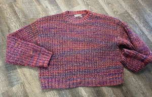 Anthropologie Bereitti Pullover Damen große Streifen rosa/weinrot/blau kürzer kurz geschnitten - Bild 1 von 5