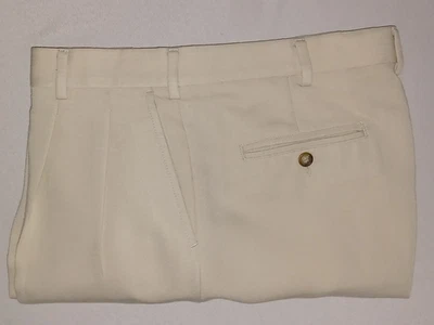 Vintage Men's Yves Saint Laurent 1980's 65% Poly 35% Rayon Beige Pants 36W 32L - Image 1 of 4