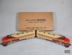 Unique Lines Rock Island Diesel #2000 AA Set • Tested Runs • 1950 Tin O Gauge - Picture 1 of 13
